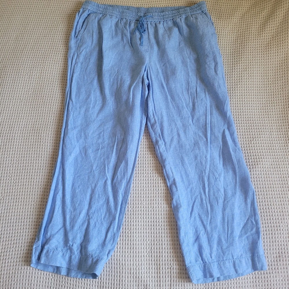 Talbots 100% Linen Sky Blue Wide Leg Pants 2XL Petite - Picture 4 of 13